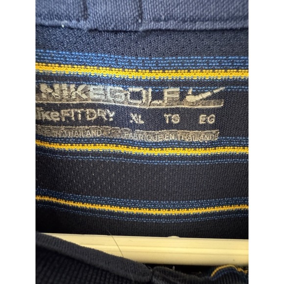 Nike Golf Standard Fit Mens Size XL Polo Shirt Navy Blue Stripes Fit Dry - Picture 4 of 8